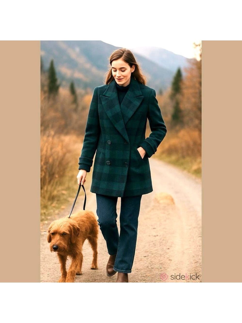 ALORNA 80s WOOL BLACKWATCH PLAID HERITAGE PRINT DOUBLE BREASTED PEA COAT SZ 8